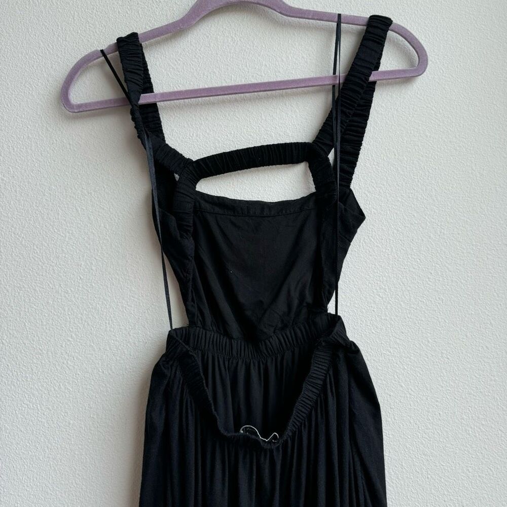 Abercrombie & Fitch Linen Blend Cut Open Open Black Maxi Vacation Dress Size XS - Picture 5 of 8
